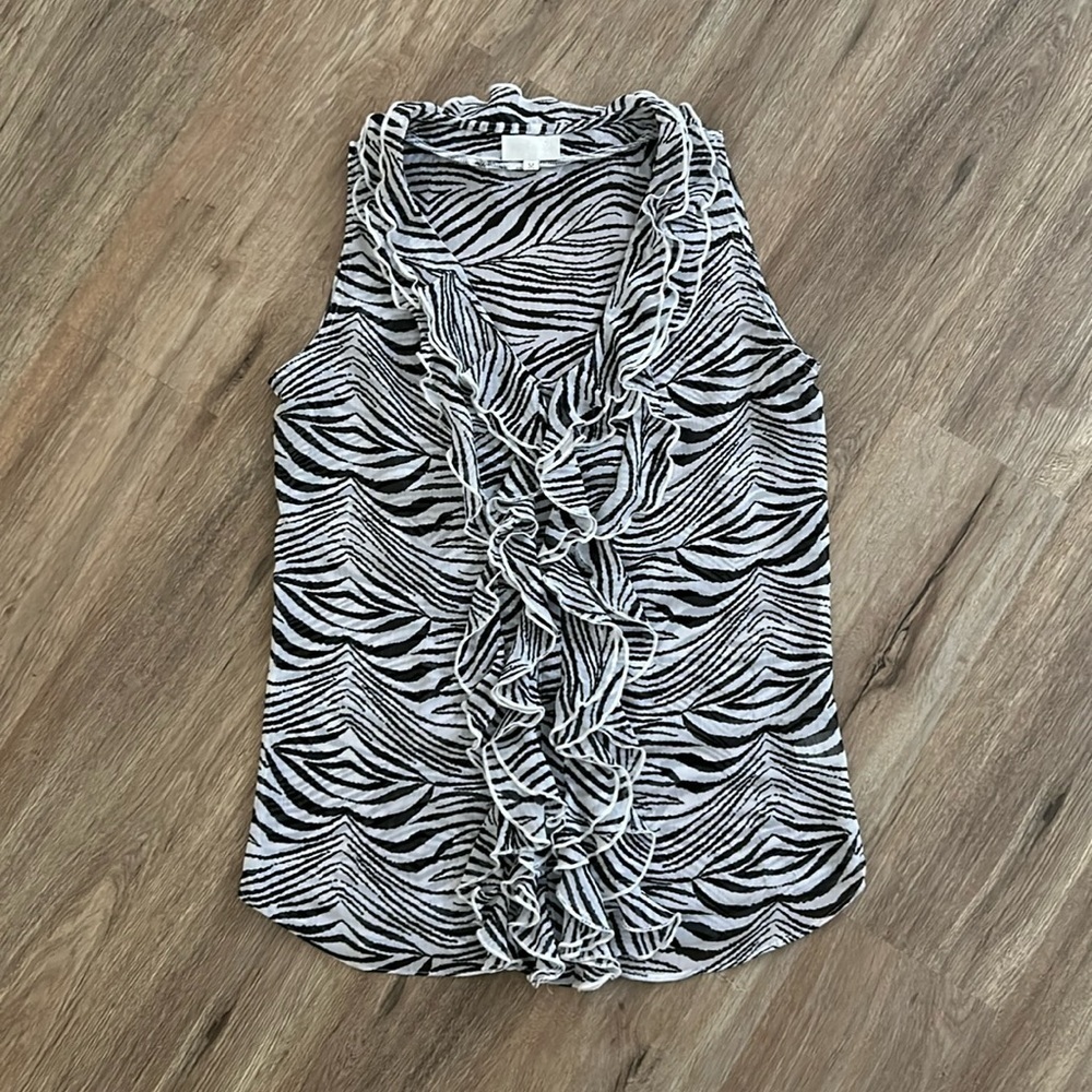 ADORE Zebra Ruffle V-Neck Tank Top